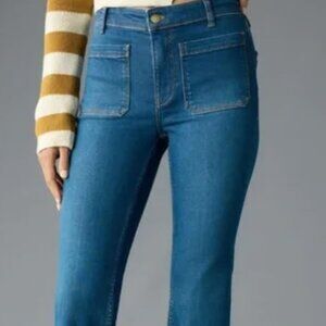 The Yaya Patch Pocket Mid-Rise Crop Flare Jeans by Pilcro